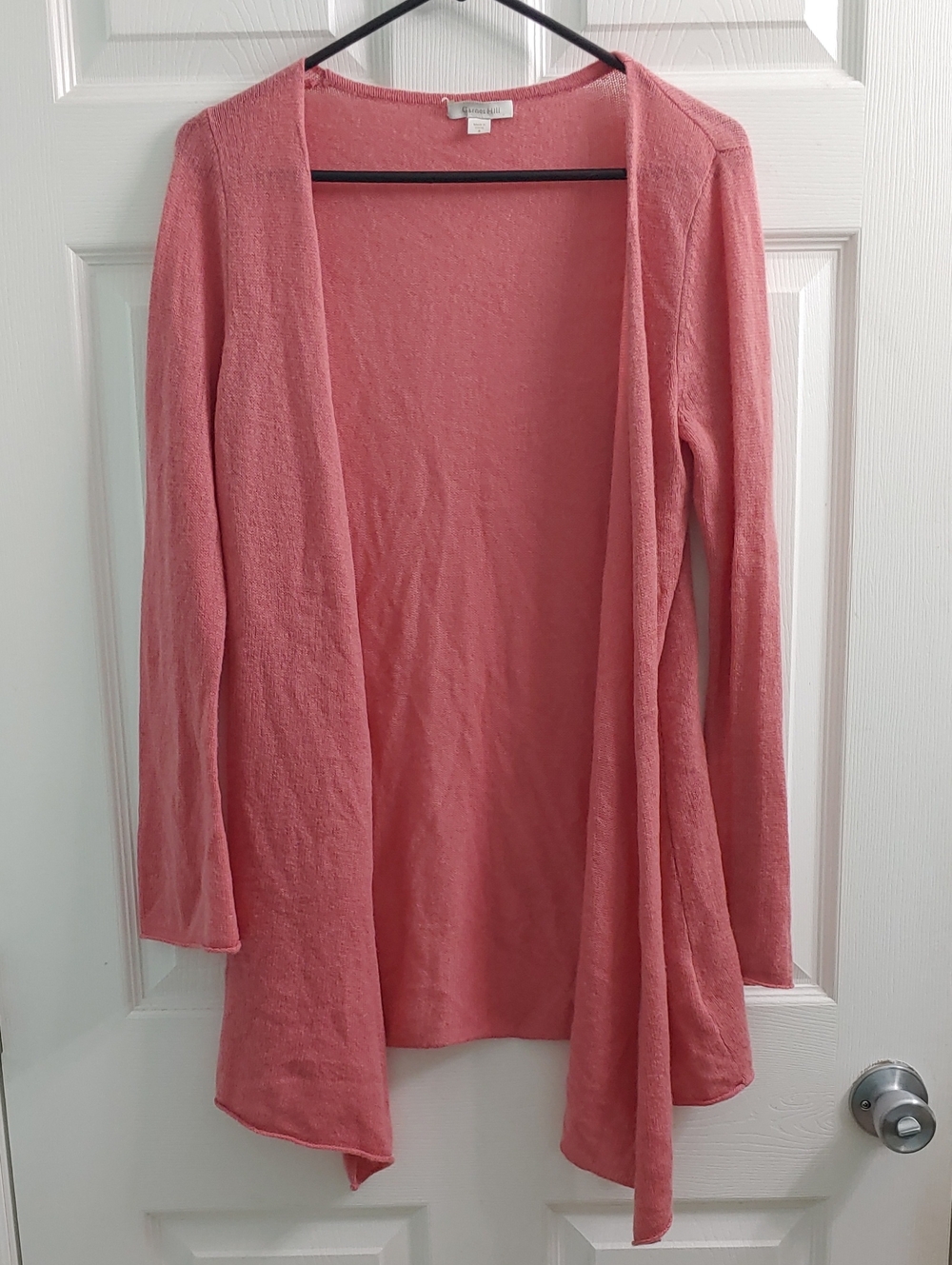 Garnet Hill Pink 100% Cashmere Duster Cardigan Women's Open Front Sweater Size S